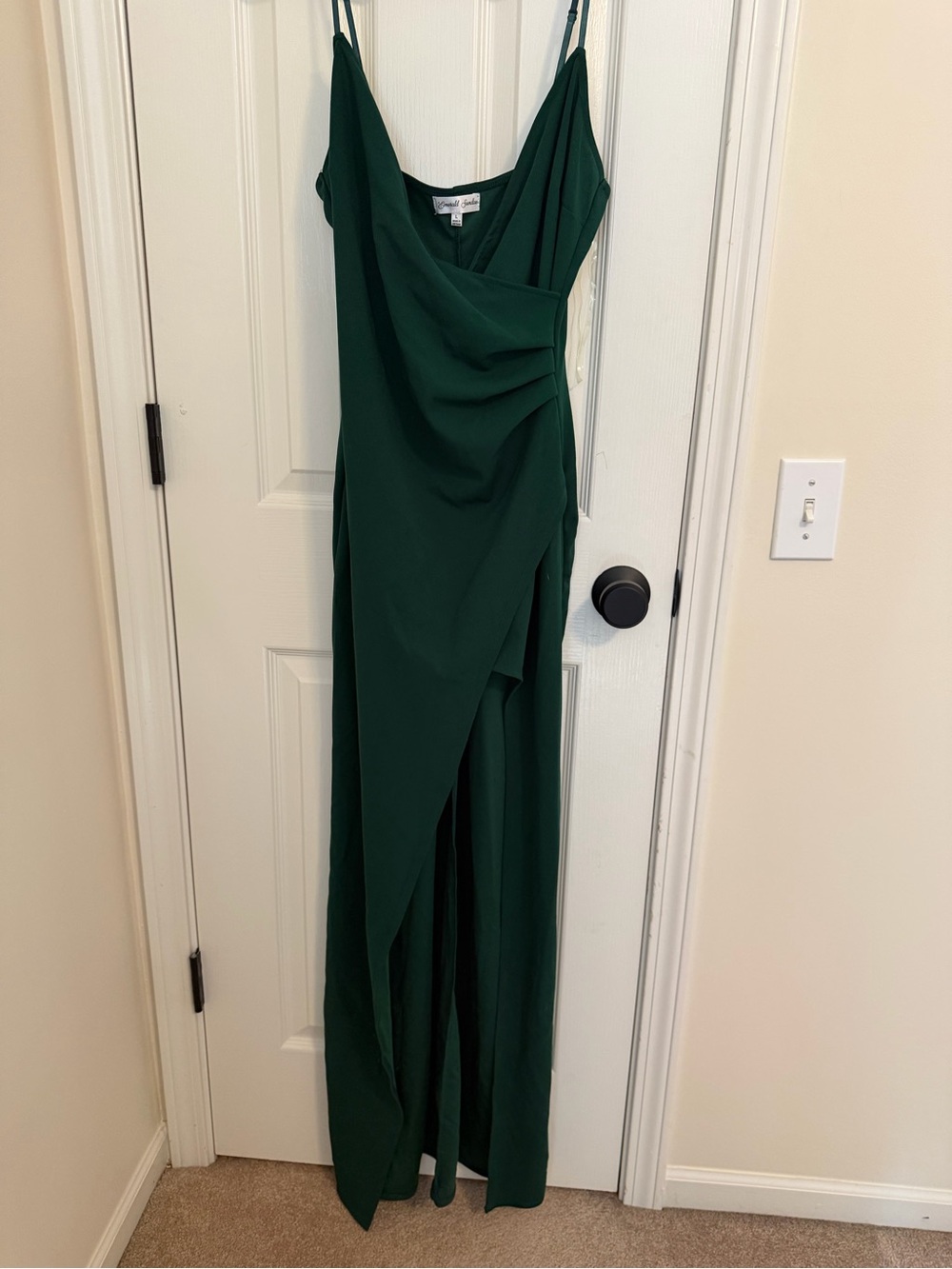 Astr Deep Green Cowl Draped Slip Gown